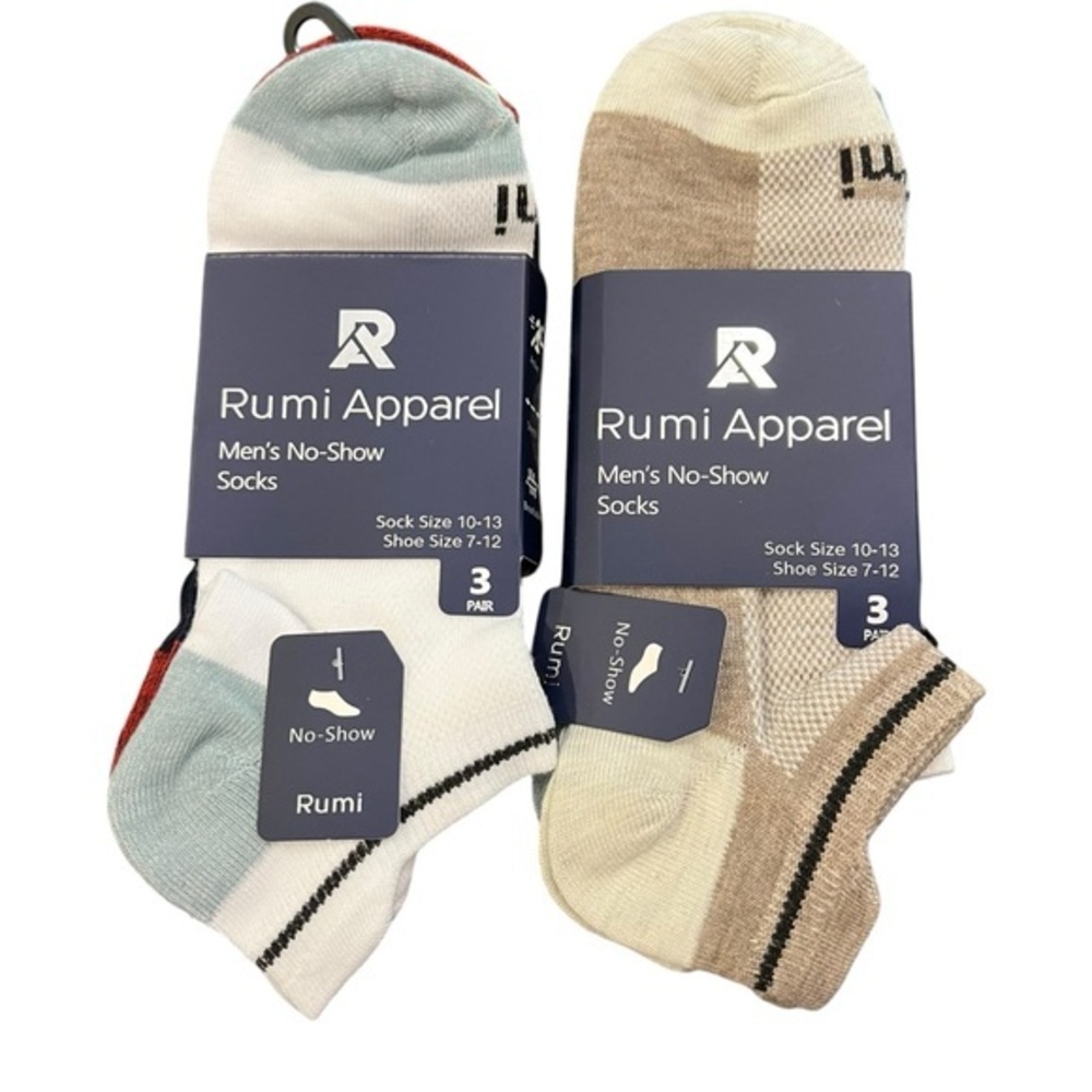 No-Show Mens Socks Cotton Blend Shoe Size 7-12 Colorblock NWT 6 Pairs Everyday